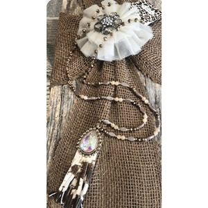Beaded Necklace with Jewel and Tassel - New